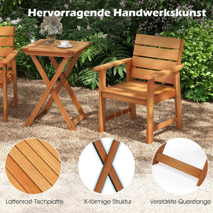 Gartentisch klappbar wetterfest Bistrotisch aus Hartholz Klapptisch quadratisch Holztisch 50 x 50 x 73,5 cm Natur