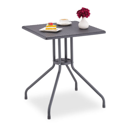 Table de jardin aspect rotin gris
