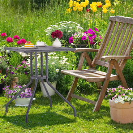 Table de jardin aspect rotin gris