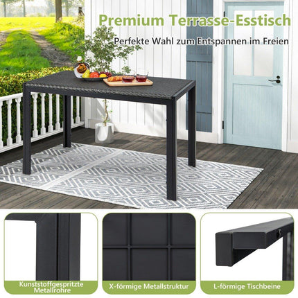 Zahradní stůl ratanový jídelní stůl pro 4-6 osob obdélníkový terasový stůl 120 x 71 x 72 cm melírovaný hnědý