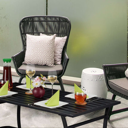 Garden table rectangular black