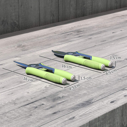 Gartengeräte-Set 2-teilig Gartengerät aus Edelstahl Gartenwerkzeuge mit Gartenschere Astschere grün + silber