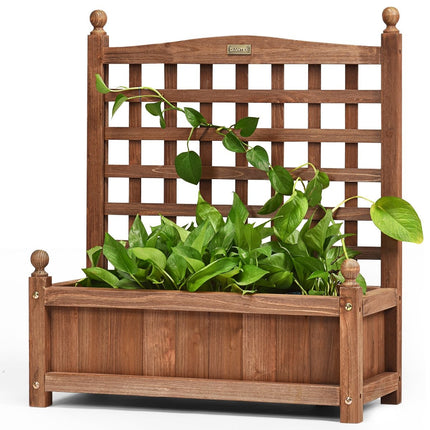Gartenspalier Blumenkasten mit Spalier Massivholz Pflanzkübel 64,5 x 28 x 75 cm dunkelbraun
