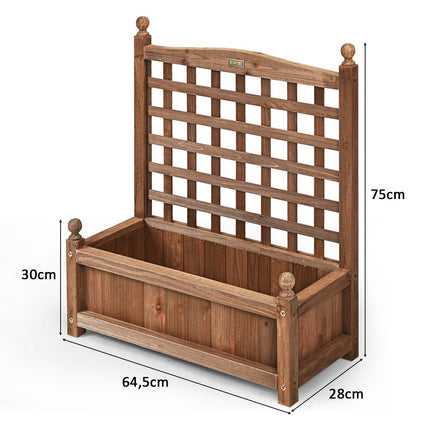 Gartenspalier Blumenkasten mit Spalier Massivholz Pflanzkübel 64,5 x 28 x 75 cm dunkelbraun