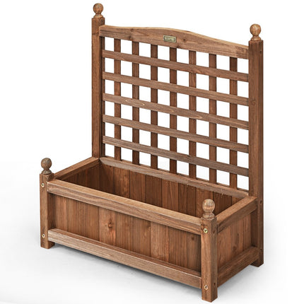 Gartenspalier Blumenkasten mit Spalier Massivholz Pflanzkübel 64,5 x 28 x 75 cm dunkelbraun