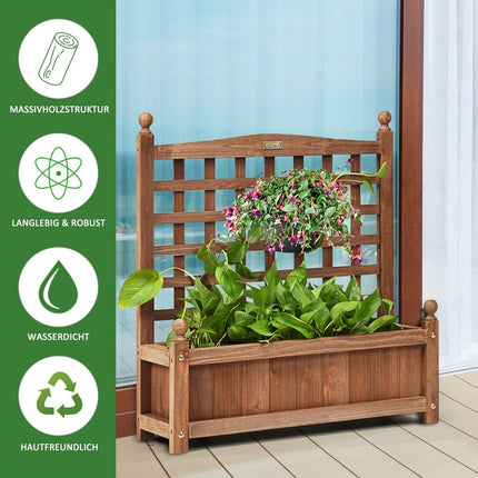 Gartenspalier Blumenkasten mit Spalier Massivholz Pflanzkübel 64,5 x 28 x 75 cm dunkelbraun
