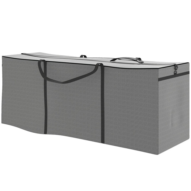 Opbergtas tuinkussen, kussentas, beschermhoes met handvat, ritssluiting, waterdicht, UV-bestendig 600D Oxford, voor kussenkussens, kerstbomen, 200 x 60 x 75 cm, lichtgrijs