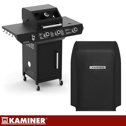 Gasgrill 10kW, Schwarz, Edelstahl, Drehspieß