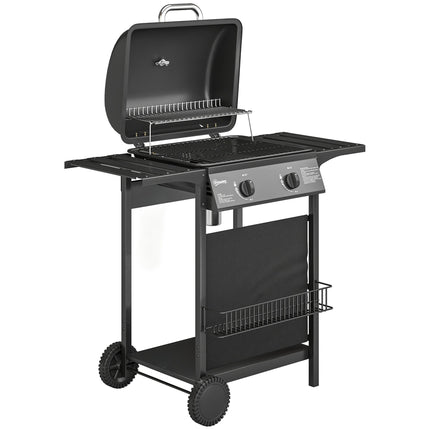 Gasgrill 5 kW, 2 Brenner, Edelstahl, Seitenablagen