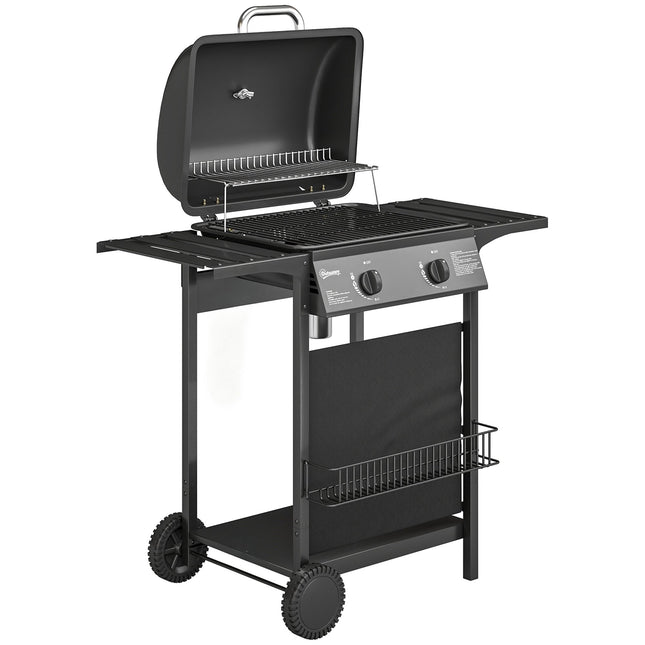 Gasgrill 5 kW, 2 Brenner, Edelstahl, Seitenablagen