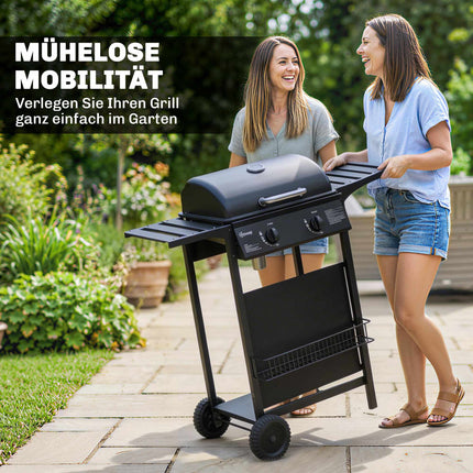 Gasgrill 5 kW, 2 Brenner, Edelstahl, Seitenablagen