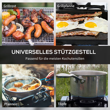 Gas grill with 2 burners in stainless steel, collapsible with hose