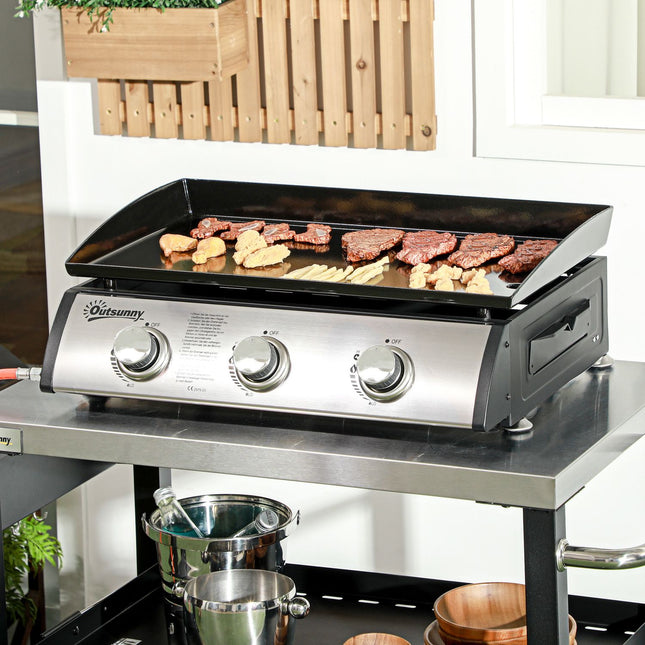 Gasgrill mit 3 Brennern, Edelstahl für den Garten