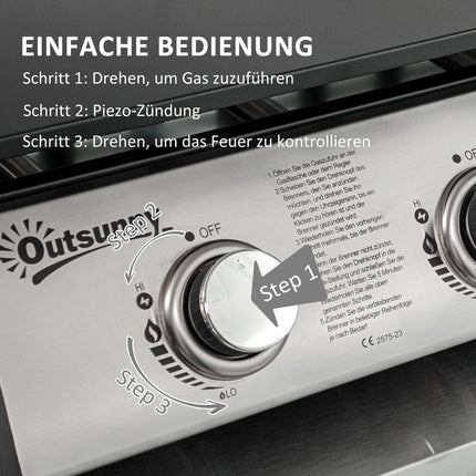 Gasgrill mit 3 Brennern, Edelstahl für den Garten