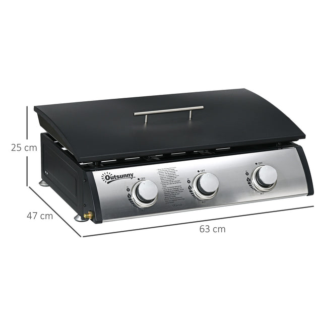 Gasgrill mit 3 Brennern, Edelstahl für den Garten