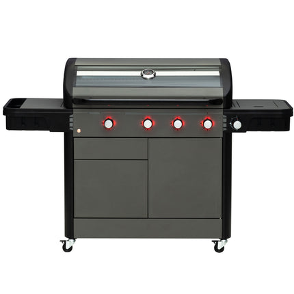 Gasgrill mit 4 Brennern und Seitenbrenner, 97x48 cm Grillfläche