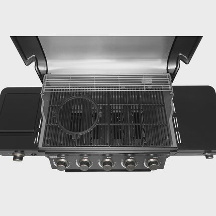 Gasgrill mit 5 Brennern, Infrarot-Seitenbrenner, Thermostat