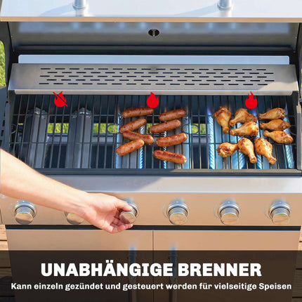 Gasgrill mit 7 Brennern, Edelstahl, großer Kochfläche