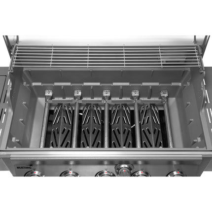 Gasgrill mit Thermostat, 5 Brennern, Infrarot-Seitenbrenner