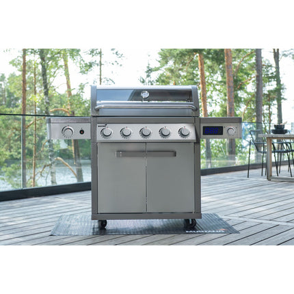 Gasgrill mit Thermostat, 5 Brennern, Infrarot-Seitenbrenner