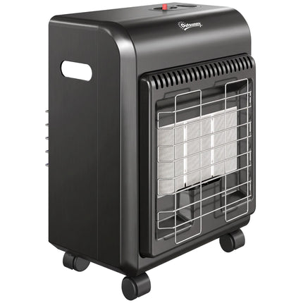 Gas Heater 1.5–4.2 kW with 3 Heat Settings and Wheels, Black, Piezo Ignition