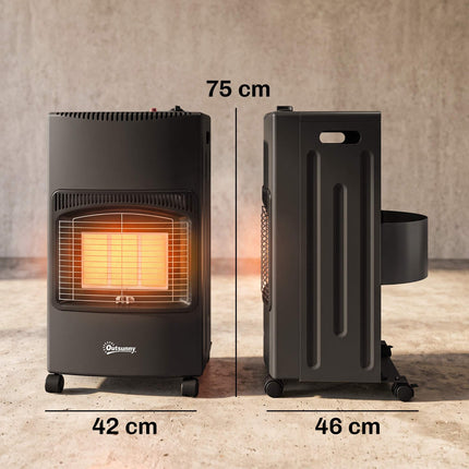 Gas Heater 1.5-4.2 kW with 3 Heat Settings and Wheels, Foldable, Cover, Black