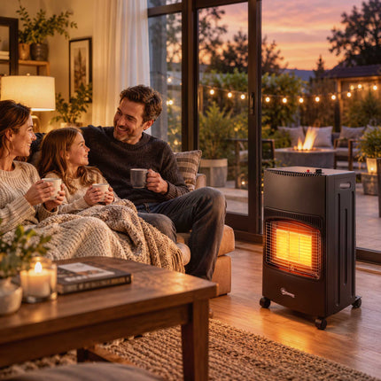 Gas Heater 1.5-4.2 kW with 3 Heat Settings and Wheels, Foldable, Cover, Black
