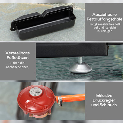 Gasgrill mit 3 Edelstahlbrennern, Druckminderer
