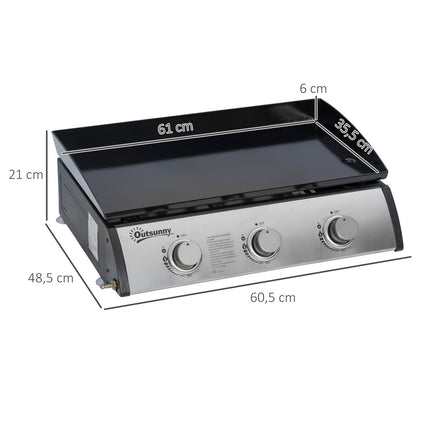 Gasgrill mit 3 Edelstahlbrennern, Druckminderer