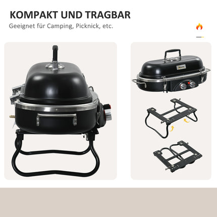 Gasgrill 2,34 kW mit Thermometer und zwei Brennern