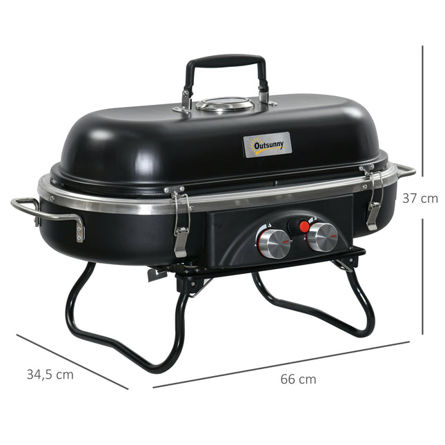 Gasgrill 2,34 kW mit Thermometer und zwei Brennern