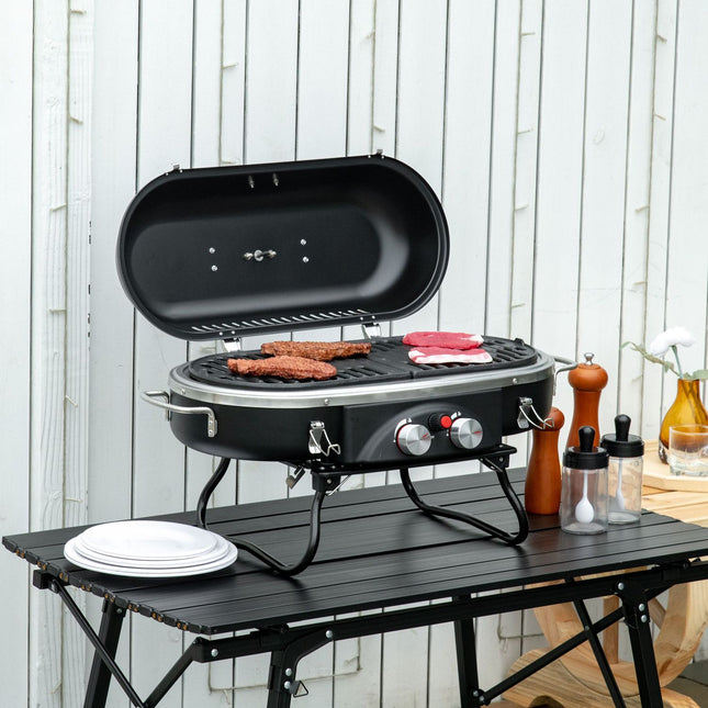Gasgrill 2,34 kW mit Thermometer und zwei Brennern