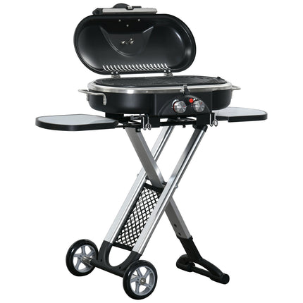 Gasgrill BBQ-Wagen, klappbar, 2 Brenner, Edelstahl