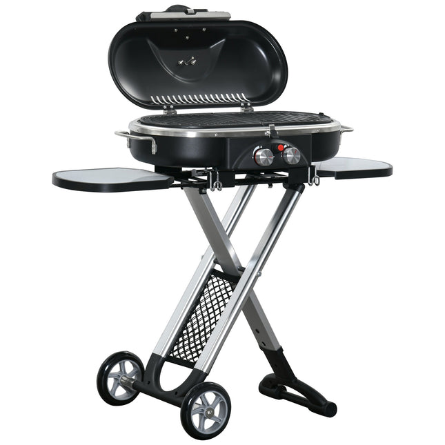 Gasgrill BBQ-Wagen, klappbar, 2 Brenner, Edelstahl