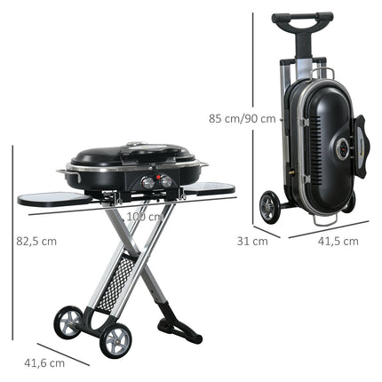 Gasgrill BBQ-Wagen, klappbar, 2 Brenner, Edelstahl