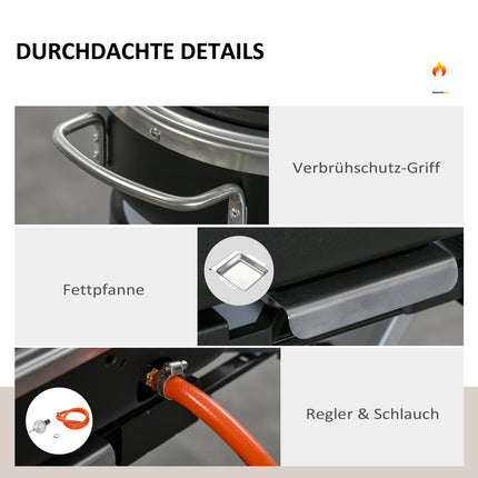 Gasgrill BBQ-Wagen, klappbar, 2 Brenner, Edelstahl