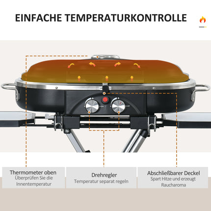 Gasgrill BBQ-Wagen, klappbar, 2 Brenner, Edelstahl