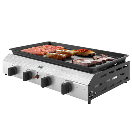 Gasgrill mit 4 Brennern, verstellbaren Beinen und Kochfeld