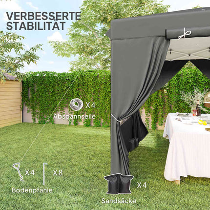 Pop-Up Pavillon 2,5x2,5m, wasserabweisend, UV50+, dunkelgrau