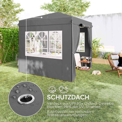 Pop-Up Pavillon 2,5x2,5m, wasserabweisend, UV50+, dunkelgrau