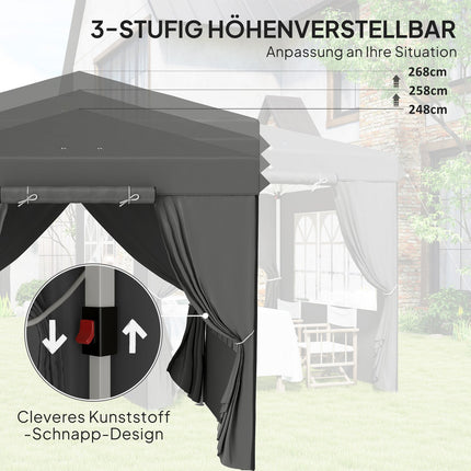 Pop-Up Pavillon 2,5x2,5m, wasserabweisend, UV50+, dunkelgrau