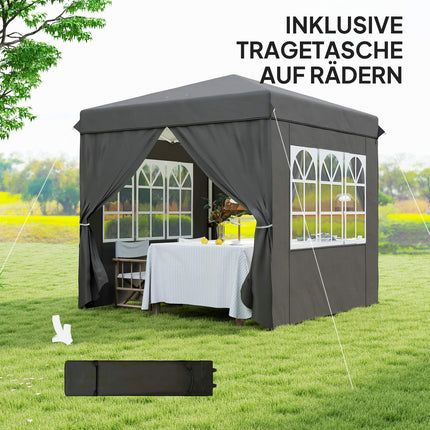 Pop-Up Pavillon 2,5x2,5m, wasserabweisend, UV50+, dunkelgrau
