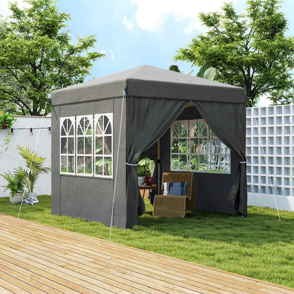 Pop-Up Pavillon 2,5x2,5m, wasserabweisend, UV50+, dunkelgrau