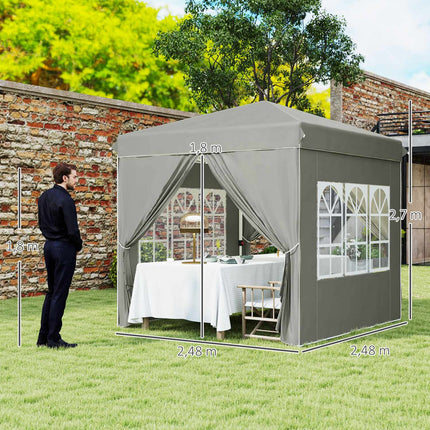 Pop-Up Pavillon 2,5 m, wasserabweisend, UV 50+, hellgrau