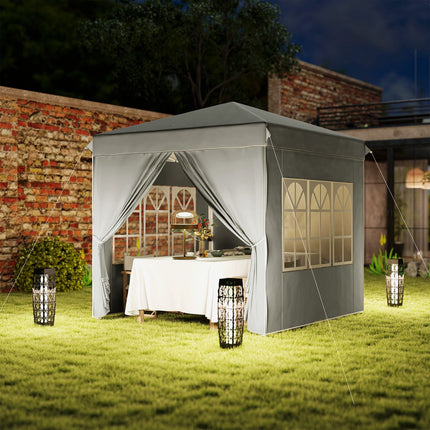 Pop-Up Pavillon 2,5 m, wasserabweisend, UV 50+, hellgrau