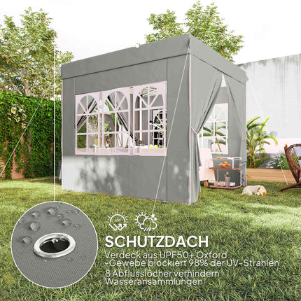 Pop-Up Pavillon 2,5 m, wasserabweisend, UV 50+, hellgrau