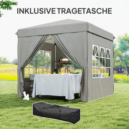 Pop-Up Pavillon 2,5 m, wasserabweisend, UV 50+, hellgrau
