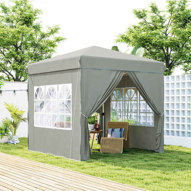 Pop-Up Pavillon 2,5 m, wasserabweisend, UV 50+, hellgrau