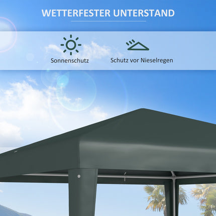 Gartengazebo aus dunkelgrünem Stahl, 2,7 x 2,7 m Terrassenzelt