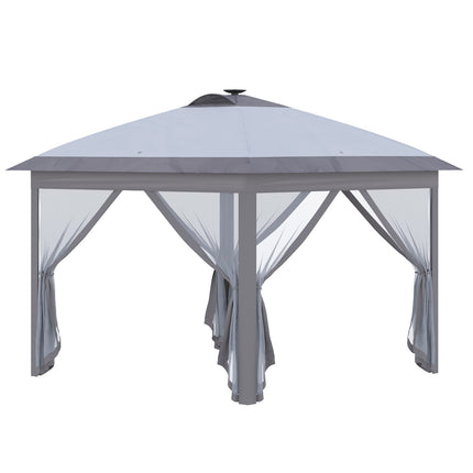 Faltpavillon 3,3x3,3M mit LED, Netzseitenwänden, Sonnenschutz